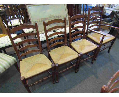  A set of eight ladder back country chairs (6+2)