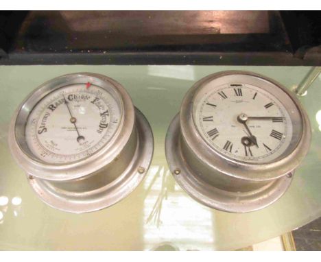 A wall barometer and clock, no key 