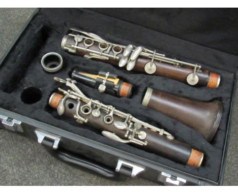 A boxwood B-flat clarinet with hard case