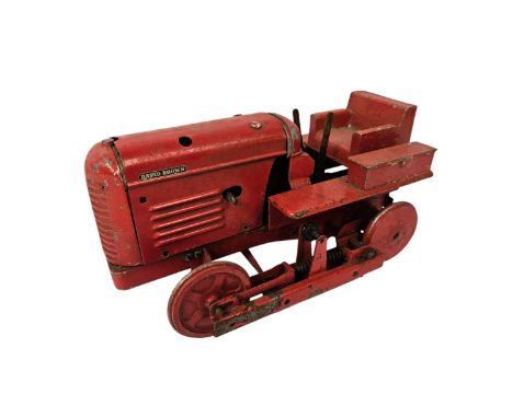 A Rare Shackleton Toys Mechanical David Brown Trackmaster 30 Tractor with Red body, produced in 1952 as a promotional one of 