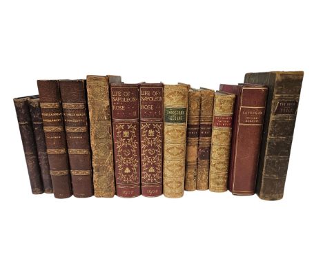 Collection of Leatherbound Antiquarian books to include Ruskin Stones of Venice 1885 Vol 1 &amp; 2, Michelangelo Buonarroti b