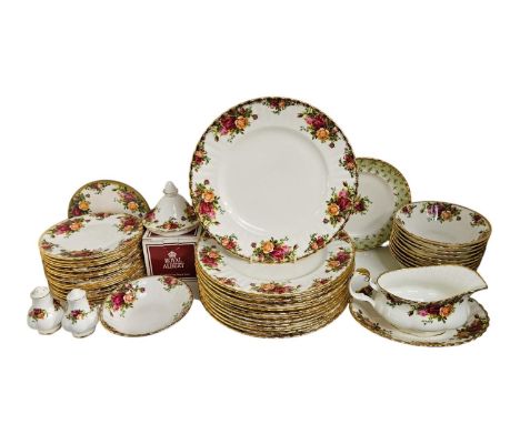 Royal Albert Old Country Roses Part Service to include Dinner Plates, Side Plates, Tea Service, Cruet Set, Sauce boat etc.