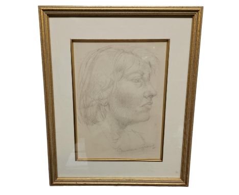 School of Duncan Grant (Scottish, 1885-1978). Pencil sketch portrait of an unknown lady sitter signed and dated 1960. Member 