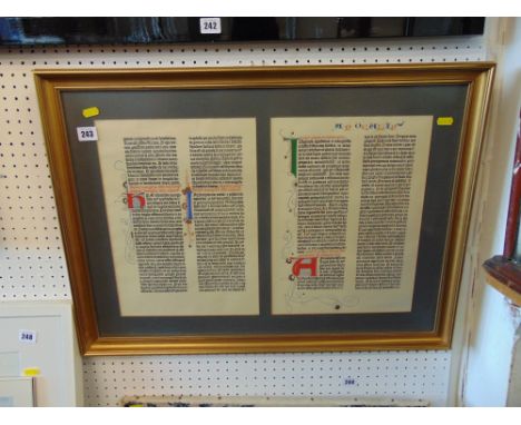 A framed manuscript gilt framed