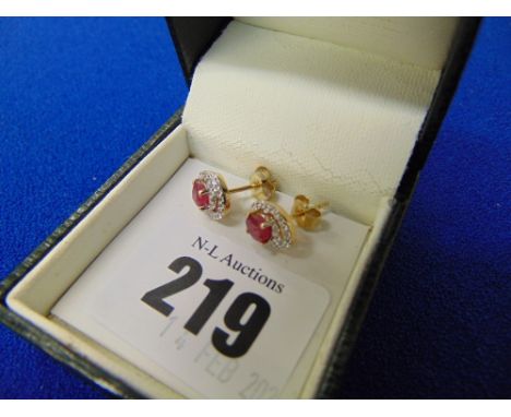 A 9ct Gold, Ruby and Diamond stud earrings