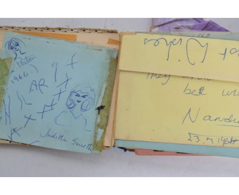 A vintage 1960's autograph book, filled with various signatures from pop stars of the day: The Alan Bown Set (full band), The