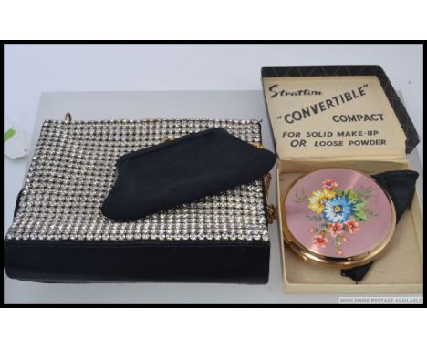 A fabulous original 1950's ladies Waldybag handbag. Diamonte front and back with yellow metal clasp. Together with a  fabulou