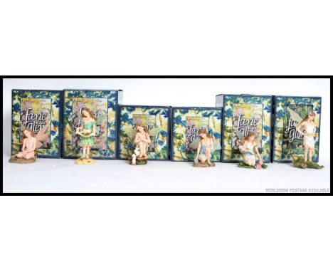 A collection of six Faerie Glen ceramic painted figures to include Glynnissprite, Lillylotus, Krystaluma, Terratyme, Meadowsh