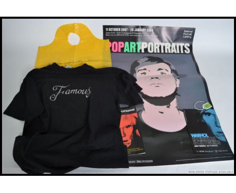 Andy Warhol - a collection of items pertaining to Andy Warhol to include An Andy Warhol inspired famous T-Shirt, a National P