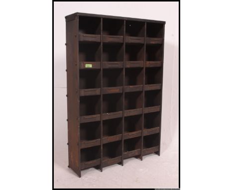 A vintage mid century Industrial sectional metal factory pigeon hole, consisting of 24 individual holes 91x62x16cm