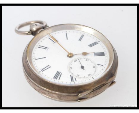 An early 20th century silver 935 marked W Veal of Bath Chronometer pocket watch. Open faced with subsiduary seconds dial havi