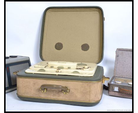 A collection of electrical music players to include a vintage reel to reel cassette player, a Bush amplifier / speaker and a 