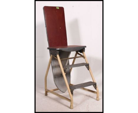 A stunning vintage mid century very rare aluminium  Mary Jane Grainger metamorphic ironing board, steps, seat by Wendall Prod