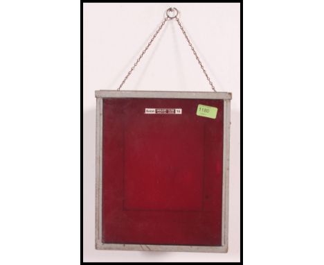 A vintage mid 20th century Kodak 1A Safelight filter Wratten series, metal framed with central red glass panel ideal for ligh