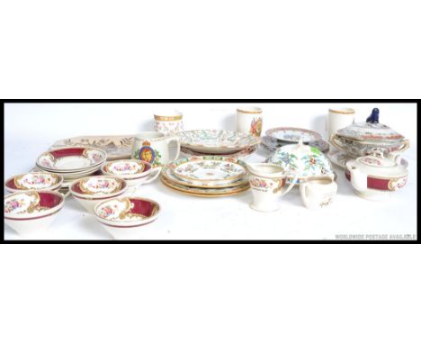 A collection of ceramics to include 19th century plates, Minton, Victorian tureens and stand plate, Myotts part tea service i