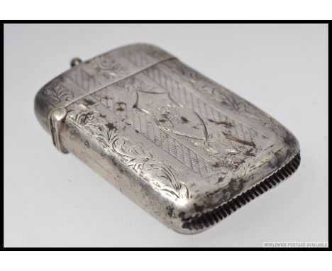 A silver hallmarked vesta with assay marks for Birmingham dated 1902 by William Hair Haseler. 32.1g