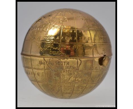 Vintage 50's Pygmalion Golden Globe Powder Compact  - Fabulous golden globe with engraved world map markings. Powder puff and