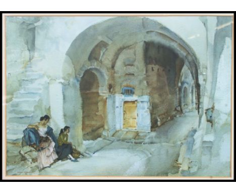 After Francis R Flint. A print of a watercolour painting. A Vaulted Alleyway. Measures 24cms highx 34cms wide. ARR