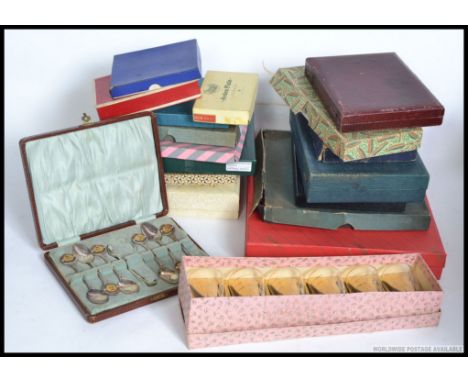 A good collection of vintage 20th century flatwares all in original boxes. To include Sheffield plate etc. Knives, forks etc