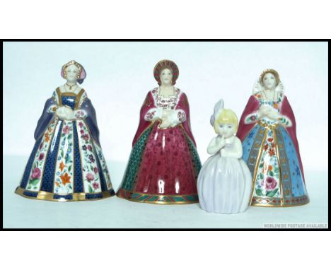 A collection of Royal Worcester candle snuffers from the connoisseur collection. To include Jane Seymour, Anne Boleyn, Cather
