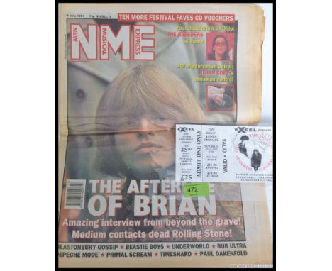 The 25th Brian Jones Memorial Tribute Concert ticket. Unused ticket for the Brian Jones memorial tribute concert, signed to t