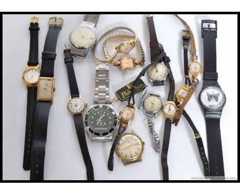 A good collection of vintage watches to include ladies and gents examples. Ladies Pontiac,Accurist, Hero, Oris, Verdal & Oris