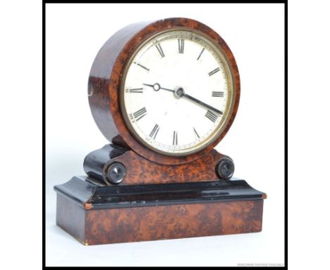 A late 19th early 20th century Walnut Drum head mantle clock, white face, roman numerals the French movement marked VAP Breve