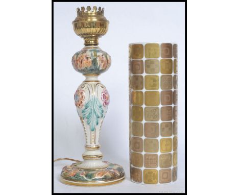 A Capodimonte ceramic lamp stamped to the base 3754 R.S Marin along with a Rosenthal ceramic lamp base. H34cm