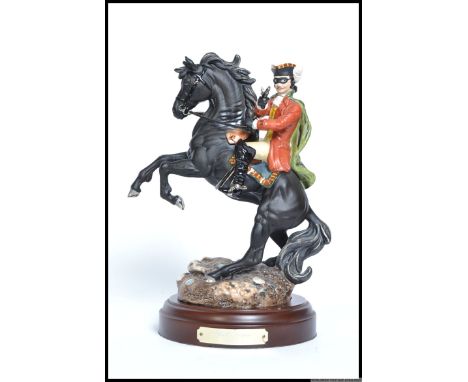 A Royal Doulton limited edition 935 /5000 ceramic figure of Dick Turpin HN 3272 on turned wooden socle base having applied br