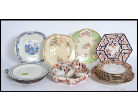 A collection of Victorian and later period plated along with ceramic ladles and a plate warmer. W25cm