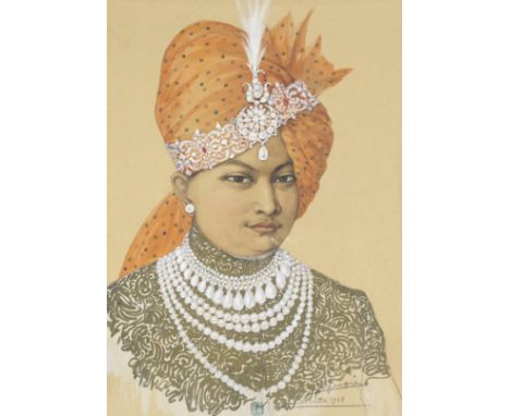 Léa Lafugie (French, 1890-1972)Portrait of H.H. Bir Bikram Kishore Deb Berman, Maharaja of Tripura State in Eastern Bengal fr