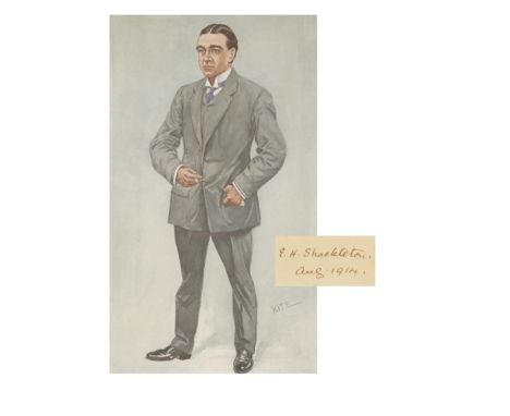 SHACKLETON (ERNEST HENRY)Sir Ernest Henry Shackleton ('Men of the Day. No. 1192. 'The South Pole.''), mounted with CUT SIGNAT