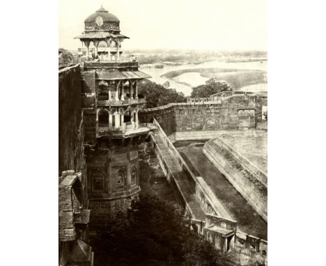 MURRAY (JOHN)Agra. The Ladies' Tower in the Fort,  albumen print, and waxed paper negative, the print with 'B.F.K. Rives No.7