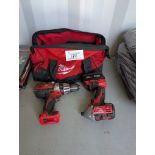 2 Milwaukee Drills with 1 Battery