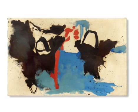 HELEN FRANKENTHALER (1928-2011)Untitled circa 1958-1961 signedoil on paper laid on canvas68 by 104.5 cm.26 3/4 by 41 1/8 in.T