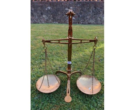 A brass set of scales, stamped J.Hare Birmingham