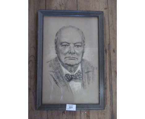 A pastel portrait of Sir Winston Churchill