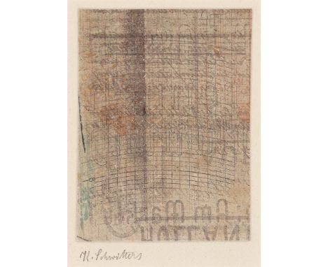 (See English version below)Kurt Schwitters (Hannover 1887 – 1948 Ambleside/England). „Ohne Titel (Schwarzes Gitter)“. 1932i-Z