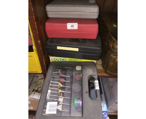 A quantity of various tools and power tools to include 2 Power Craft electric glue guns in cases, BlackSpur mini drill set wi