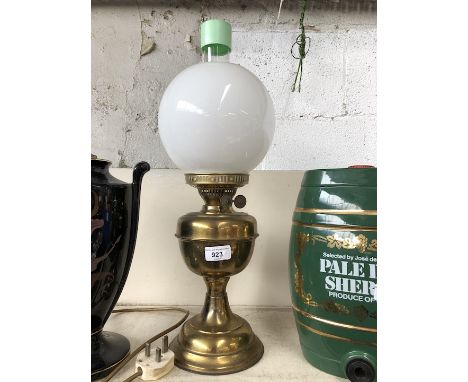 A brass oil lamp 
