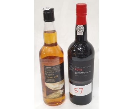 70cl Cooperative 5Y Blended Scotch whiskey and 75cl Marks and Spencers Finest Reserve Port (Ref 57/198). 