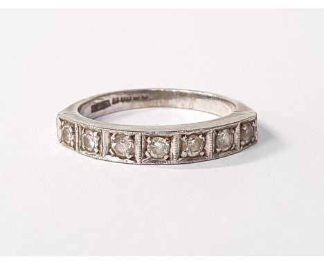 9ct white gold 1/2 eternity ring size M. 