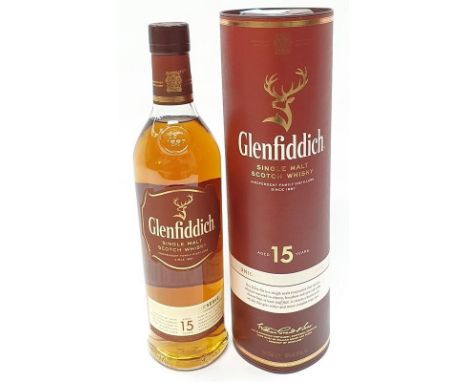 70cl boxwd Glenfiddich 15Y Single Malt Scotch Whiskey (Ref 233). 