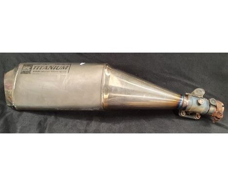 A Suzuki Titanium motorbike exhaust. 