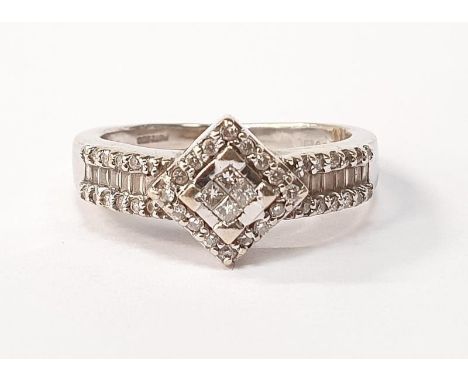 18ct white gold diamond ring size N. 