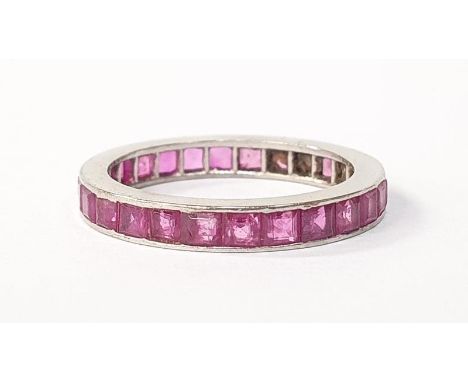 Platinum and ruby full eternity ring size L. 