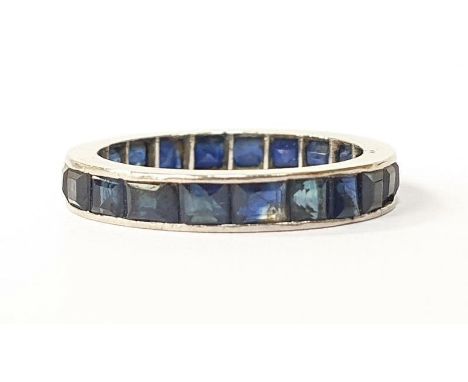 Platinum sapphire eternity ring size L. 