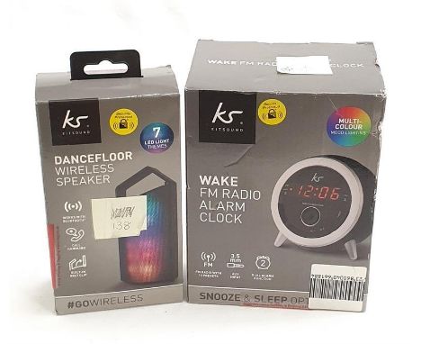 A KS Dancefloor Wireless Speaker together with A KS Wake FM Radio Alarm Clock (REF 138, 139). 