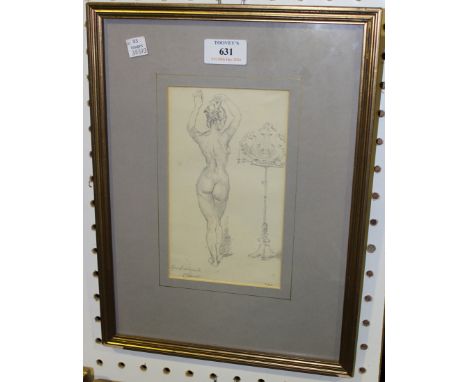 Cecil Charles Ernest Jones - 'Miss Sophonisba Clarinet', pencil drawing, signed and titled, 19cm x 10.5cm, within a gilt fram