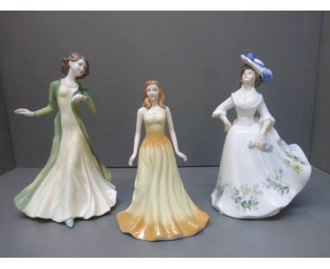 Three Royal Doulton figurines, 'Hayley' HN 4556, 'Opal' HN 4979 and 'Adele' HN 2480.